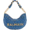 Balmain 1945 Soft Moon Quilted Denim Hobo Bag In 6ff Denim