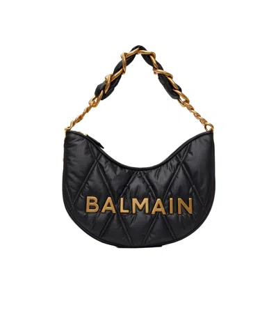 Balmain Black Calfskin 'moon Bag' Shoulder Bag