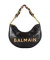 Balmain 1945 Soft Moon Bag In Monogrammed Calfskin In Black