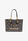 Balmain 1945 Soft Pb Labyrinthe Jacquard Canvas Tote Bag In Gray