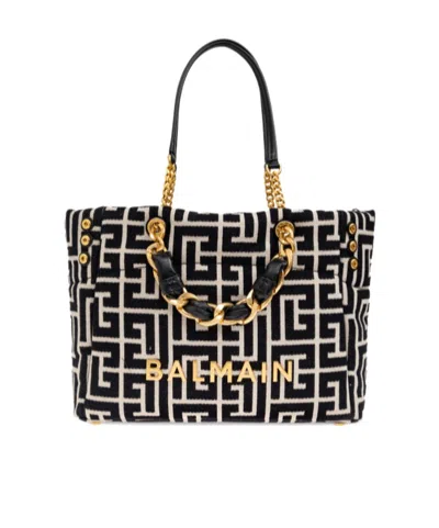 Balmain 1945 Soft Pb-monogrammed Jacquard Canvas Tote Bag