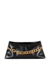 Balmain 1945 Clutch Bag In Calf Leather With Chain And Logo In Black