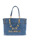 Balmain Blue 1945 Soft Diamond-quilted Denim Tote In Blue