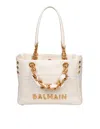 Balmain 1945 Cabas Tote Bag In Monogram Crinkled Leather In Metallic