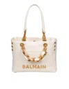 Balmain 1945 Cabas Tote Bag In Monogram Crinkled Leather In Metallic