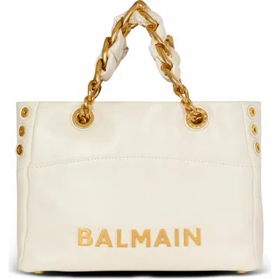 Balmain 1945 Soft Small Crinkled Leather Tote Bag