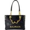Balmain 1945 Soft Pb-monogrammed Crinkled Leather Tote Bag