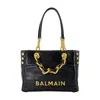 Balmain 1945 Soft Small Calfskin Handbag Black Color In Black