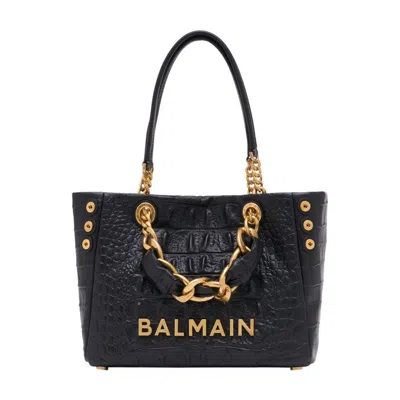 Balmain 1945 Soft Small Shopper Bag In Black