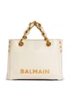 Balmain Small 1945 Soft Bag In Embossed Crackled Calfskin With A Pb Labyrinth Monogram In White