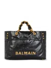 Balmain Women's 1945 Soft Tote Bag In Crackled Calfskin In Black