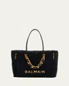 Balmain 1945 Cabas Tote Bag In Monogram Crinkled Leather