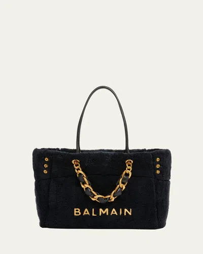 Balmain 1945 Soft Tote Bag In Terry Cloth