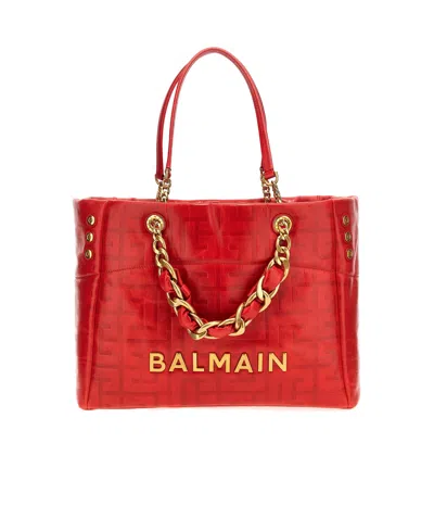 Balmain 1945 Soft Tote Bag In Red