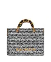 Balmain Small Soft 1945 Tote Bag In Tweed In Black
