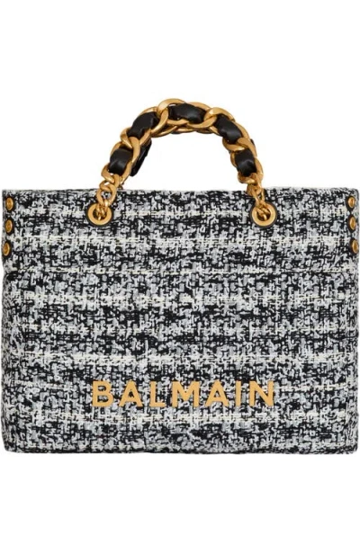 BALMAIN BALMAIN 1945 SOFT TWEED TOTE BAG