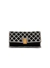 Balmain 1945 Soft Velvet And Pearl Clutch In Black