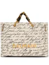 Balmain 1945 Soft Xxl Tote Bag In Printed Canvas In Neutrals