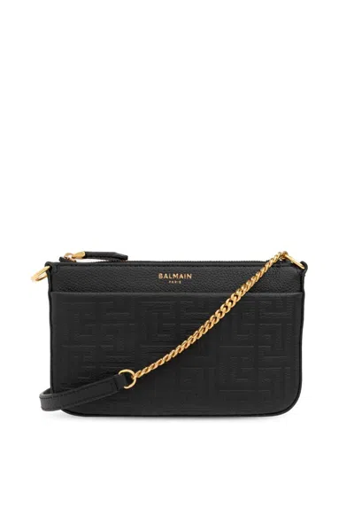 Balmain 1945 Soft Zipped Mini Bag In 0pa Noir