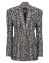 Balmain Snakeskin-print Single-breast Blazer In Grey
