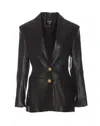 Balmain Leather Blazer Jacket In Black
