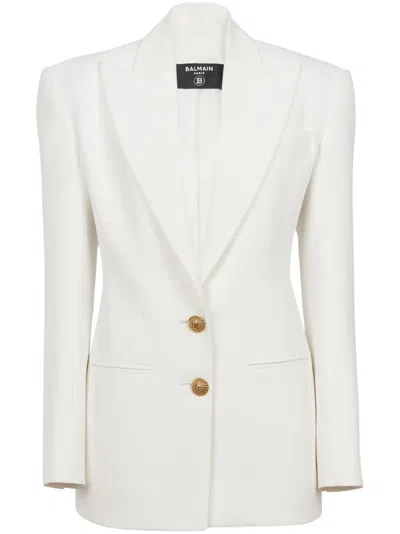 BALMAIN 2-BUTTON SINGLE-BREASTED CREPE BLAZER