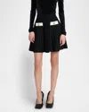 Balmain 2-button Velvet Knit Flared Mini Skirt In Blkwhite