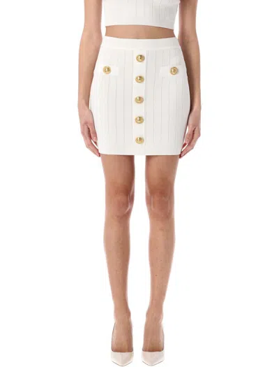 Balmain Women High Waist Buttoned Mini Skirt In Multicolor