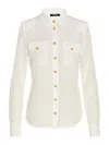 Balmain Button-embellished Silk Crepe De Chine Shirt