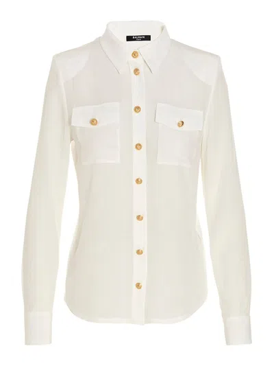 BALMAIN BALMAIN 2 PKTS CREPE DE CHINE BUTTONED SHIR