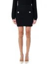 Balmain High Waist Short Tweed Skirt With Decorative Buttons