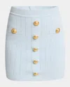 Balmain 2-pockets Button-front Rib Mini Skirt In Transparent