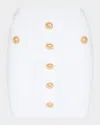 Balmain Knit Mini Skirt With Embossed Buttons Women In White