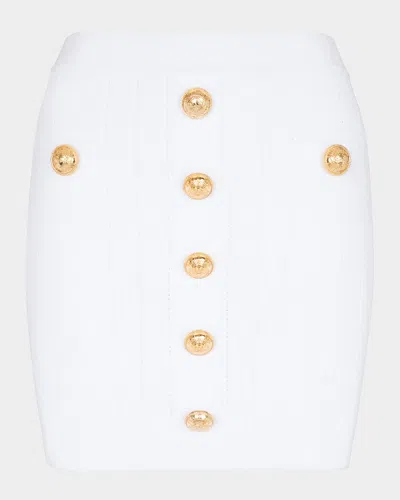 Balmain Viscose Blend Skirt With Iconic Buttons In Neutral