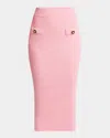 Balmain Knitted Midi Skirt - Women's - Polyester/viscose In Pink