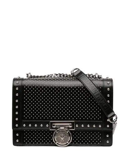 Pre-owned Balmain 2000-2025 Studded Leather Bbox 20 Shoulder Bag In Black