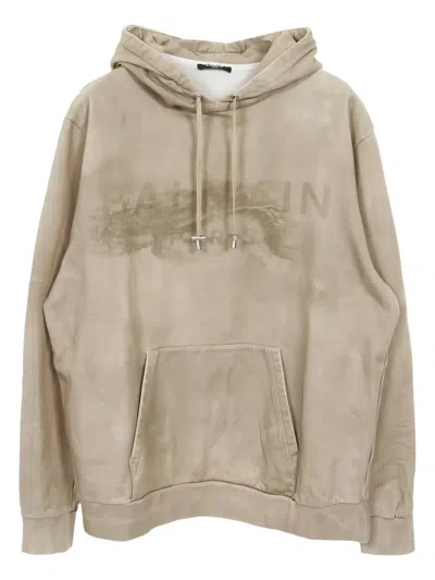Pre-owned Balmain 2000s Logo-detail Hoodie In Neutral