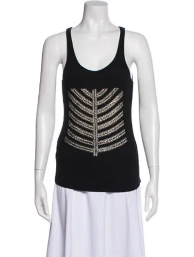 Pre-owned Balmain 2009 Graphic Print Top In Black