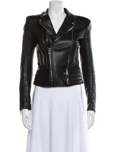 Pre-owned Balmain 2010's Lambskin Biker Jacket In Black