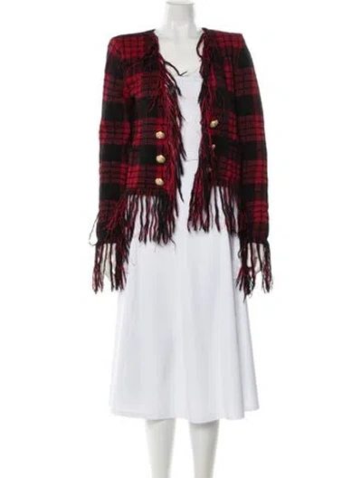 Pre-owned Balmain 2010's Mohair Evening Jacket In Red