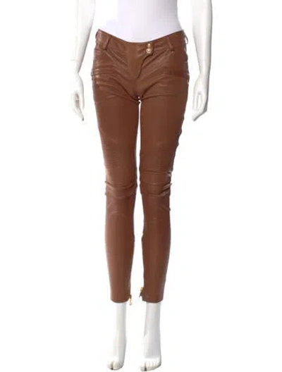 Pre-owned Balmain 2010's Skinny Leg Pants In Brown