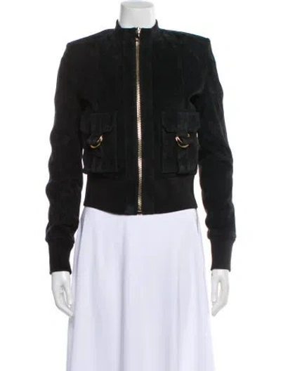 Pre-owned Balmain 2010's Suede Bomber Jacket In Black