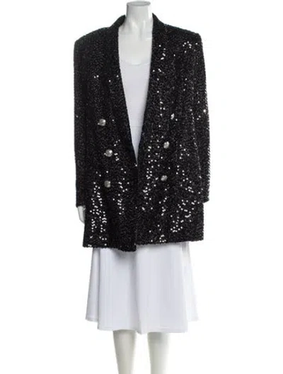 Pre-owned Balmain 2010's Tweed Pattern Coat In Black