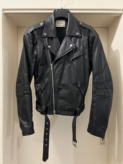 Pre-owned Balmain 2010s Black Leather Perfecto Biker Jacket