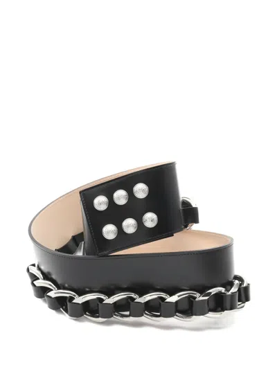 Pre-owned Balmain 2010s Chain Leather Belt In Black