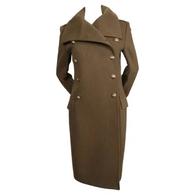 Pre-owned Balmain 2011  Olive Green Melton Wool Long Military Coat - New With Tags