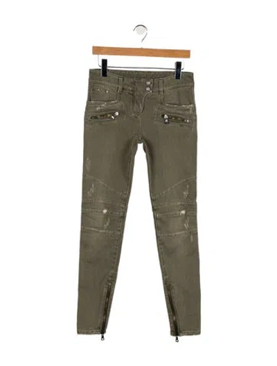 Pre-owned Balmain 2014 Skinny Leg Jeans In Green