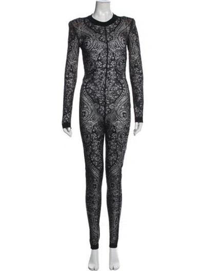 Pre-owned Balmain 2015 Lace Pattern Jumpsuit In Black