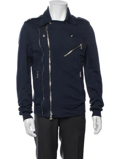 Pre-owned Balmain 2015 Moto Jacket In Blue