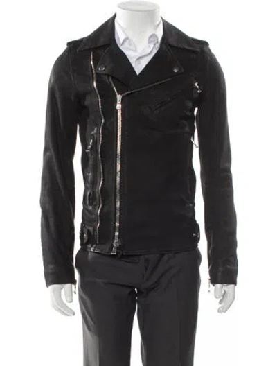 Pre-owned Balmain 2015 Waxed Moto Jacket In Black